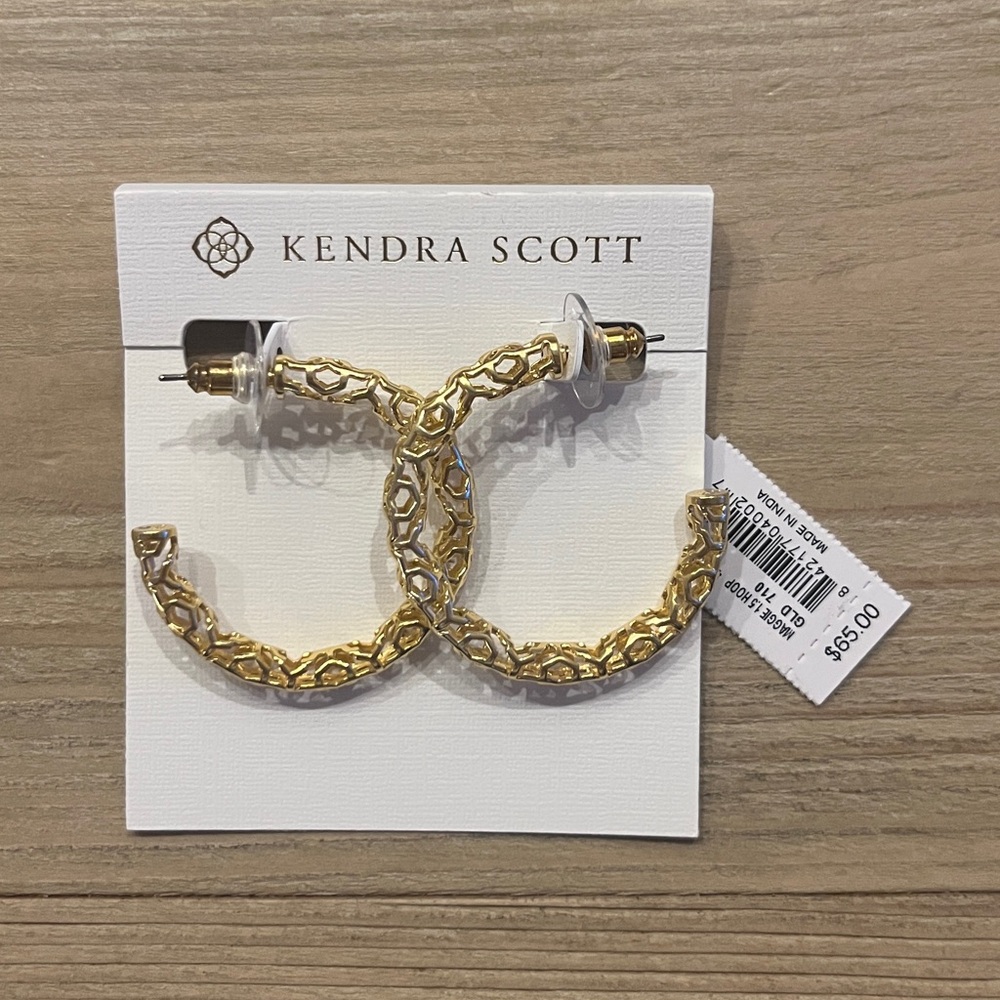 Kendra Scott Gold Textured Hoop Earrings- NWT